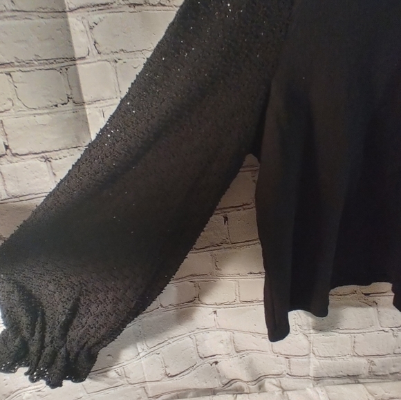 Madewell Textured Black Eyelet Mix Ruffle Longsleeve Top XXL - Picture 12 of 15